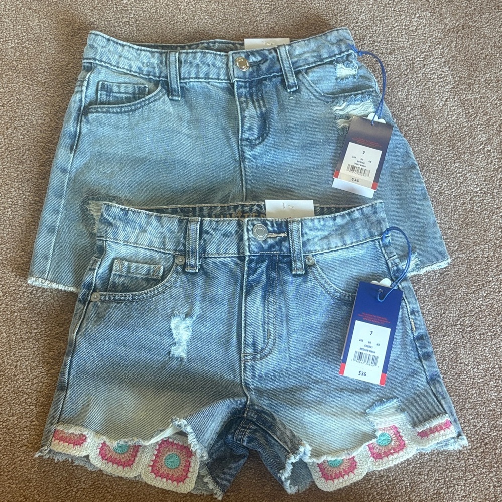 Limited Too set of 2 girls denim shorts size 7 new